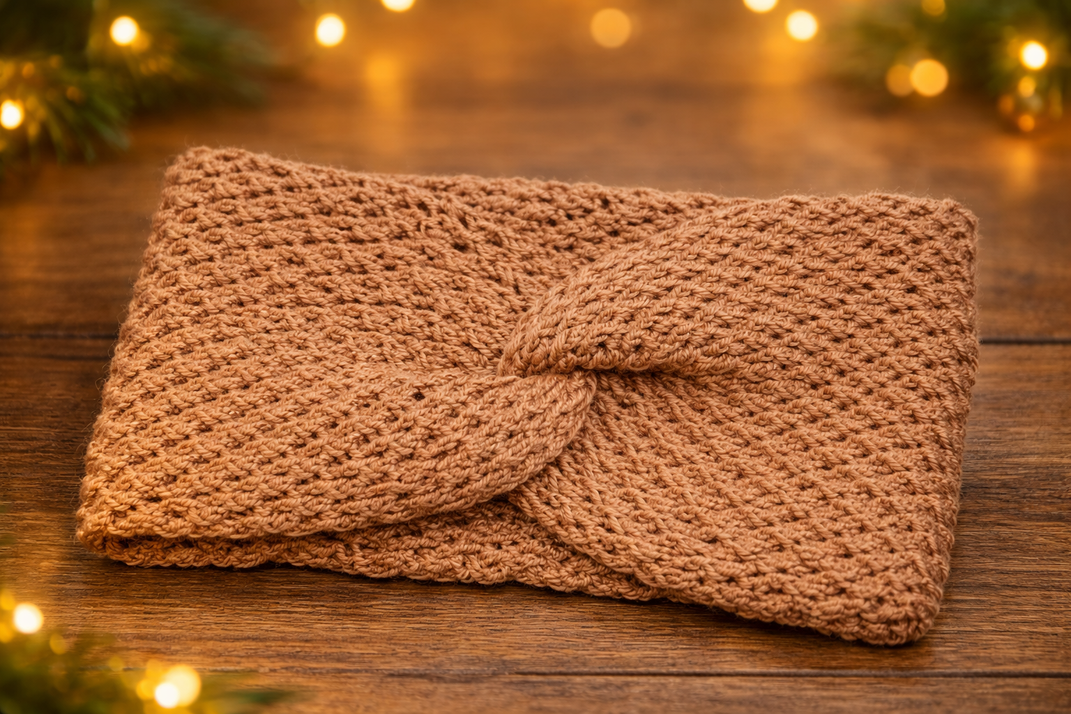 Grand bandeau hiver rose saumon